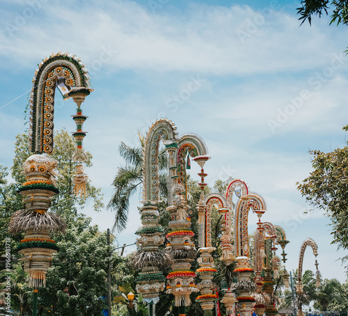 Penjor Balinese Traditional Decorative Bamboo Pole for Galungan Festival in Bali