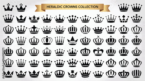 heraldic crowns collection on white background