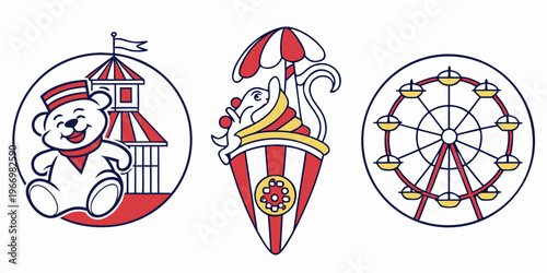 Colorful carnival on white background fairground amusement park