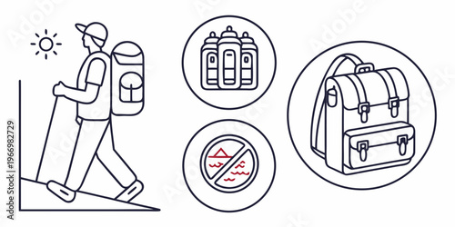 Hiker with backpack and travel outdoor adventure