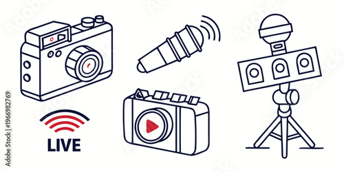 Live broadcasting equipment with cameras and microphones live streaming