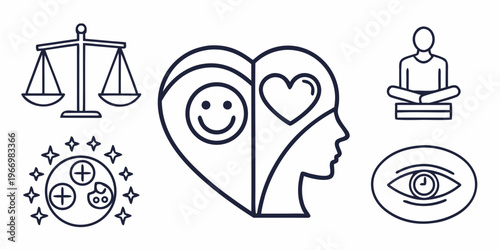 Line for mental health and wellness concepts line mindfulness meditation balance