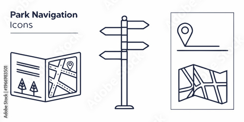 Park navigation with map and signs park navigation map direction location