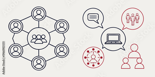 Social network and communication people connections relationships