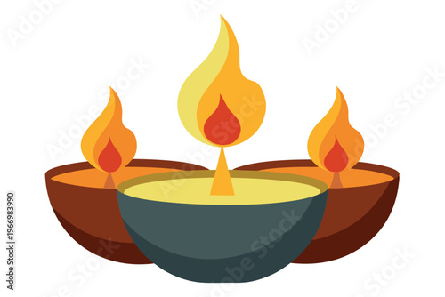 burning candles in a bowl vector on white background