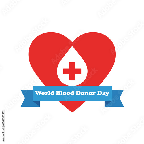 World blood donor day with heart and cross symbol
