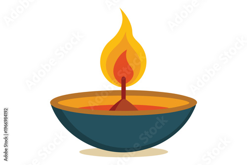 burning candles in a bowl vector on white background