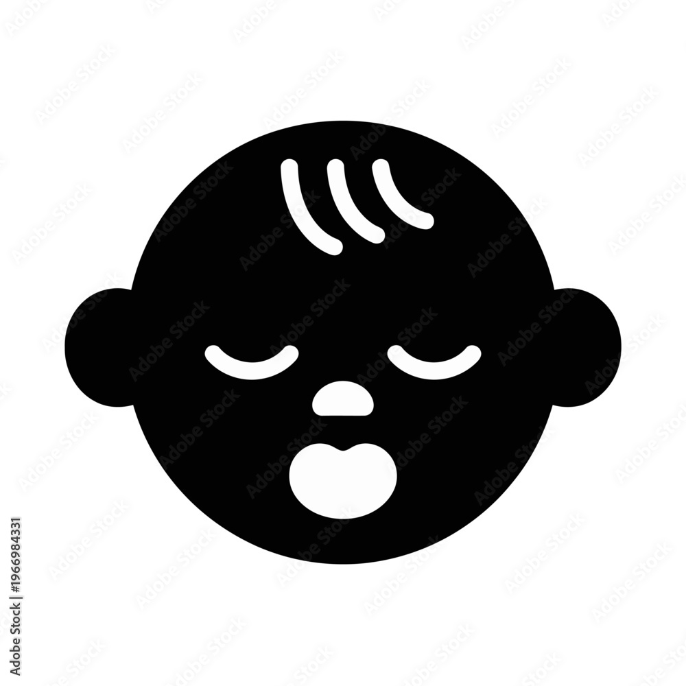 Obraz premium Vector of a sleeping baby's face with closed eyes and peaceful expression