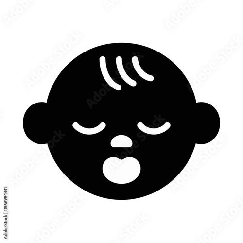 Vector of a sleeping baby's face with closed eyes and peaceful expression