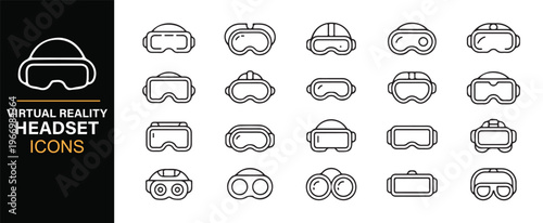 Virtual reality and immersive tech outline symbols set