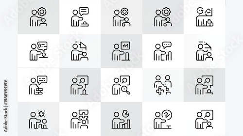 set of business people icons with various actions and gestures for teamwork and partnership concepts