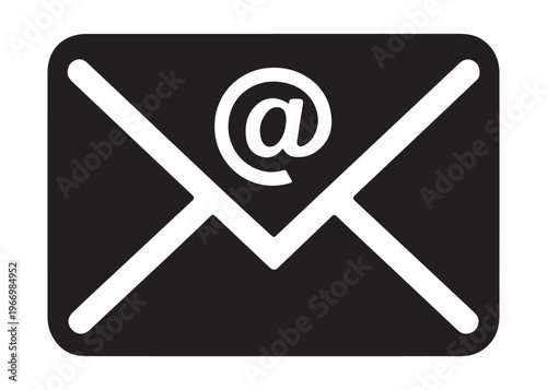 email message icon with envelope logo silhouette, online messaging envelope logo silhouette vector illustration, digital email communication icon logo silhouette design on white background