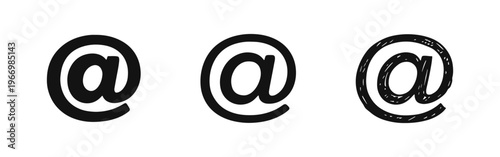 At Symbol Icon Set: Essential Email and Online Identifier in Various Styles
