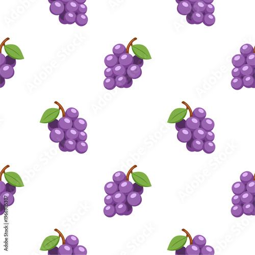 Grape seamless pattern with flower and leaves decoration. Fruit vector illustration. Can be used for wallpaper, paper wrapping, decoration and fashin fabric