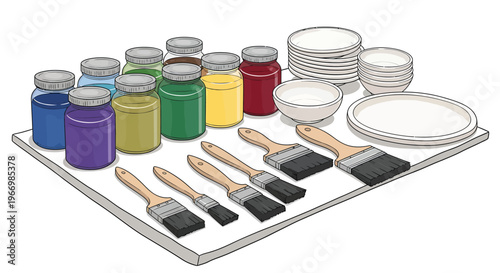 Painting Supplies on Tray
