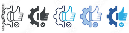 Reliability icon set multiple style collection