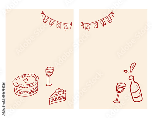 Vector illustration of a birthday card in doodle style. Party, carnival, holiday, greeting card