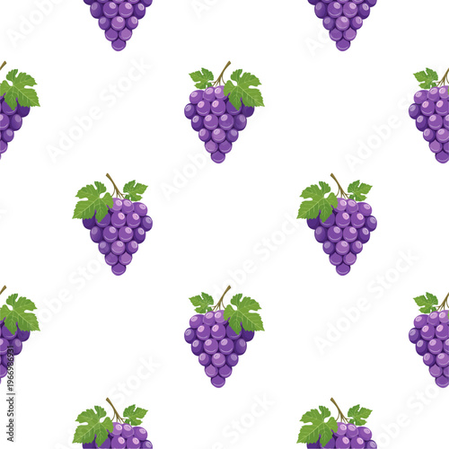 Grape seamless pattern with flower and leaves decoration. Fruit vector illustration. Can be used for wallpaper, paper wrapping, decoration and fashin fabric