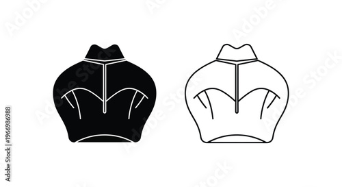 a black and white drawing of two zip up hoodies Vector