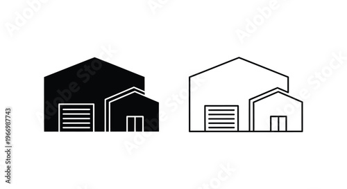 a black and white drawing of two garage icons Vector