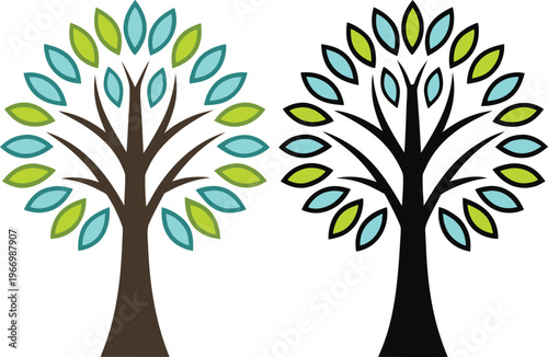 Two trees with colorful leaves