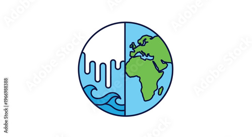 Earth divided into land and water.