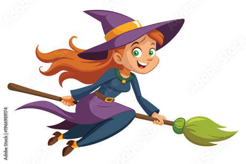 broomstick witch vector on white background