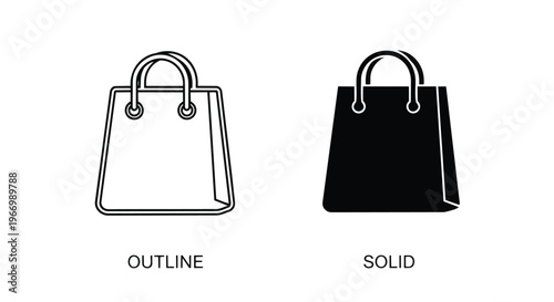 Vector illustration of shopping bags in outline and solid styles for design elements
