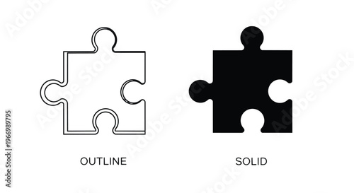 Black and white puzzle pieces in outline and solid styles