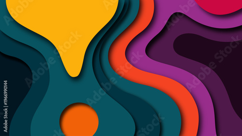 Colorful Abstract Paper Cut Layered Fluid Shapes Background