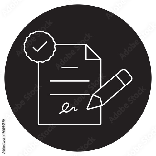 Contract Icon, Legal Agreement Illustration, Business Contract Icon, Signed Document Graphic, Terms and Conditions Design, vector