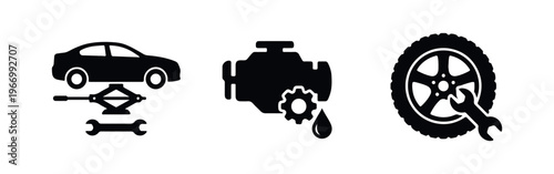 Set of icons for automotive repair and car maintenance services