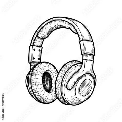 Black and white headphones drawing.