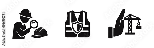 Set of Construction Workplace Safety and Inspection Icons