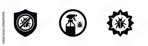 Pest control and insect repellent icon set
