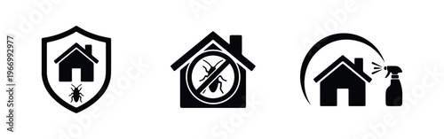 Home pest control and protection service icons set