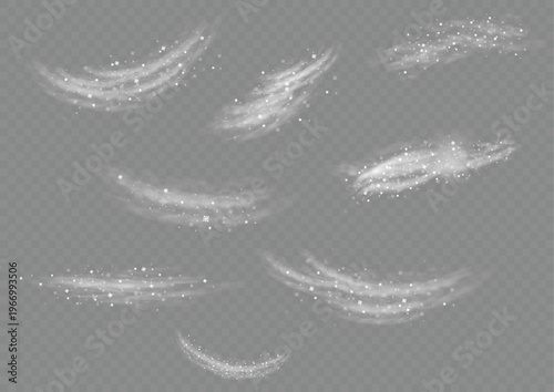 Collection of realistic white cloud shapes against a dark gray background