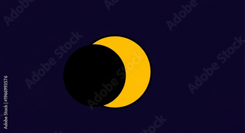 Partial Solar Eclipse Celestial Event in Dark Sky.