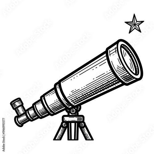 Telescope on a tripod stand.