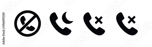 Set of phone call block and do not disturb icons