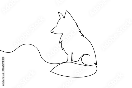 Elegant fox silhouette continuous one line drawing minimalist vector illustration