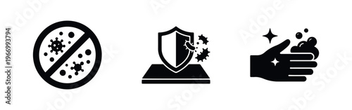 Hygiene and Protection Icons for Germ and Virus Prevention