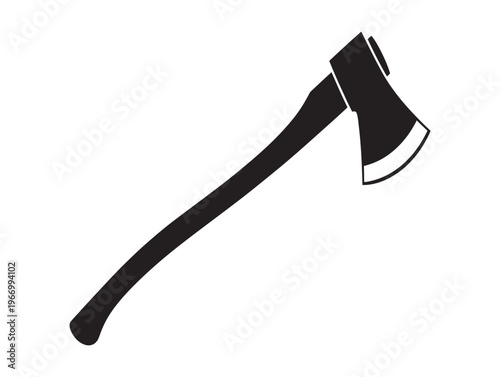 Black axe icon, vector axe symbol, woodcutter tool, logging equipment isolated on White Background