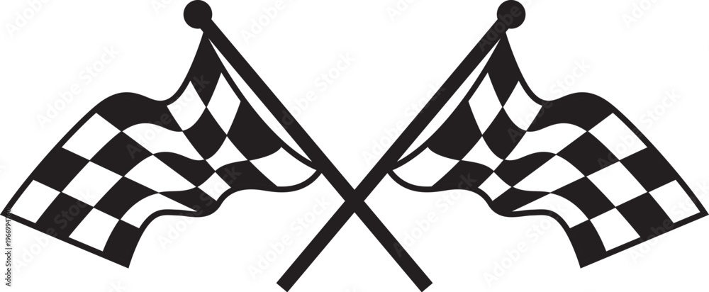 Obraz premium crossed checkered flags silhouette for racing finish vector motor sport rally competition winner symbol