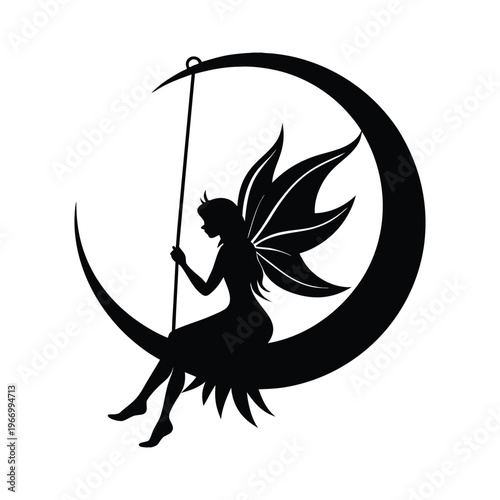 Fairy Sitting On Crescent Moon