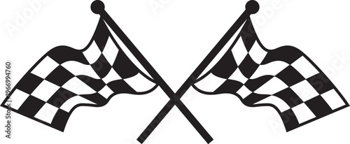 crossed checkered flags silhouette for racing finish vector motor sport rally competition winner symbol