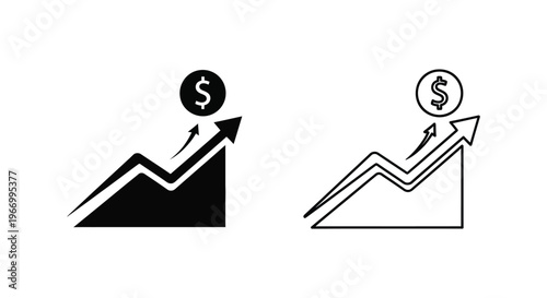 Financial growth and investment icons with dollar signs Vector