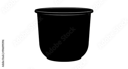 Black ceramic pot for plants isolated on white background.