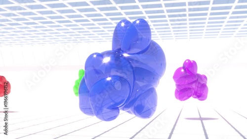 Easter color bunny balloon room bg able to loop endless 4k