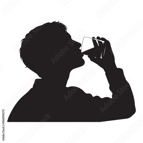 Silhouette of a man drinking from a glass